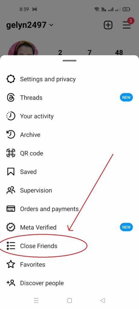 Step 3: Select "Close Friends" from the menu.