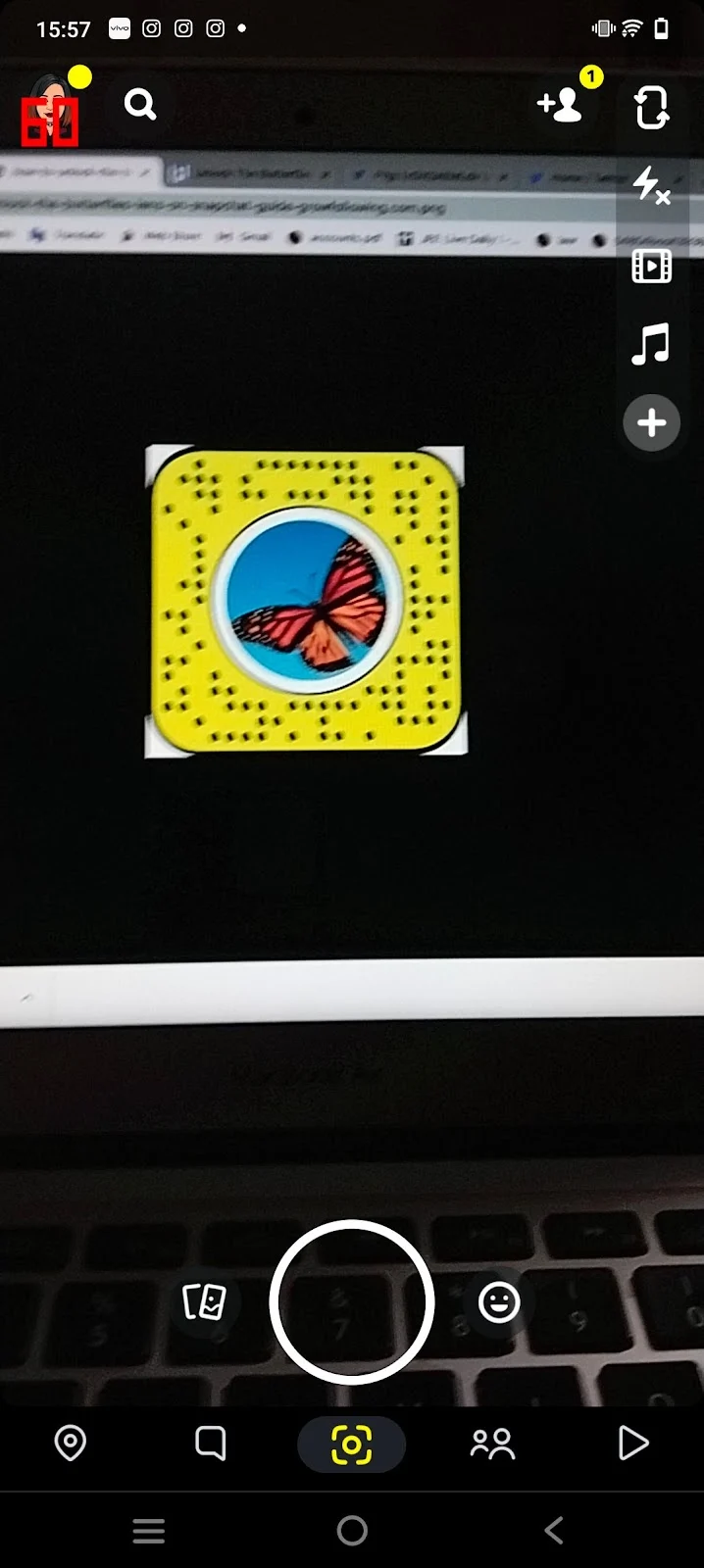 Open the Snapchat mobile app