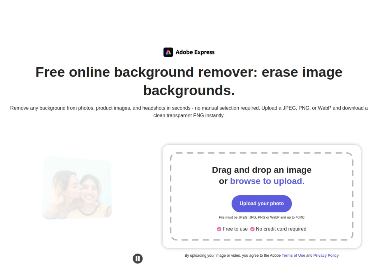 Adobe Express Remove Background screenshot