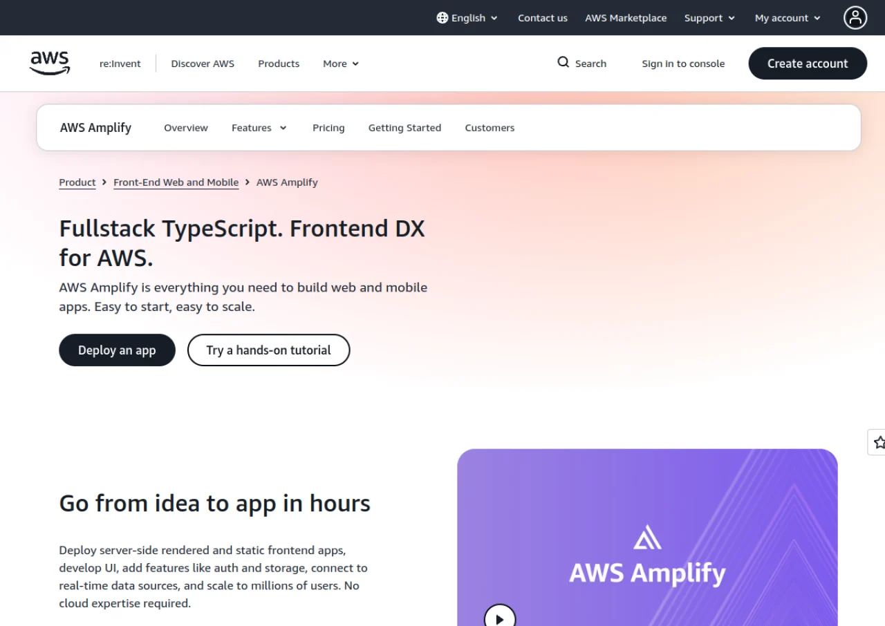AWS Amplify screenshot