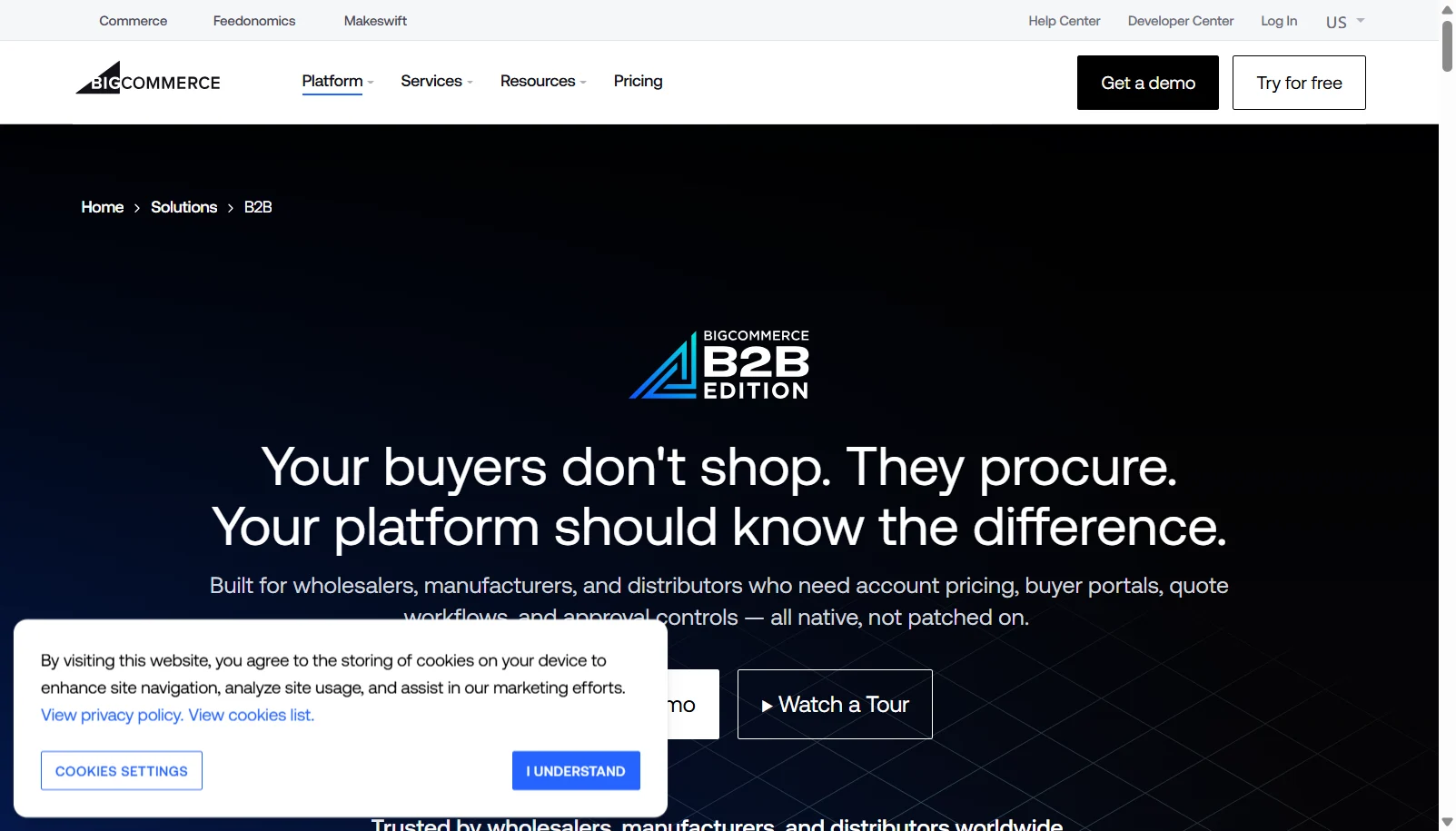 BigCommerce B2B screenshot