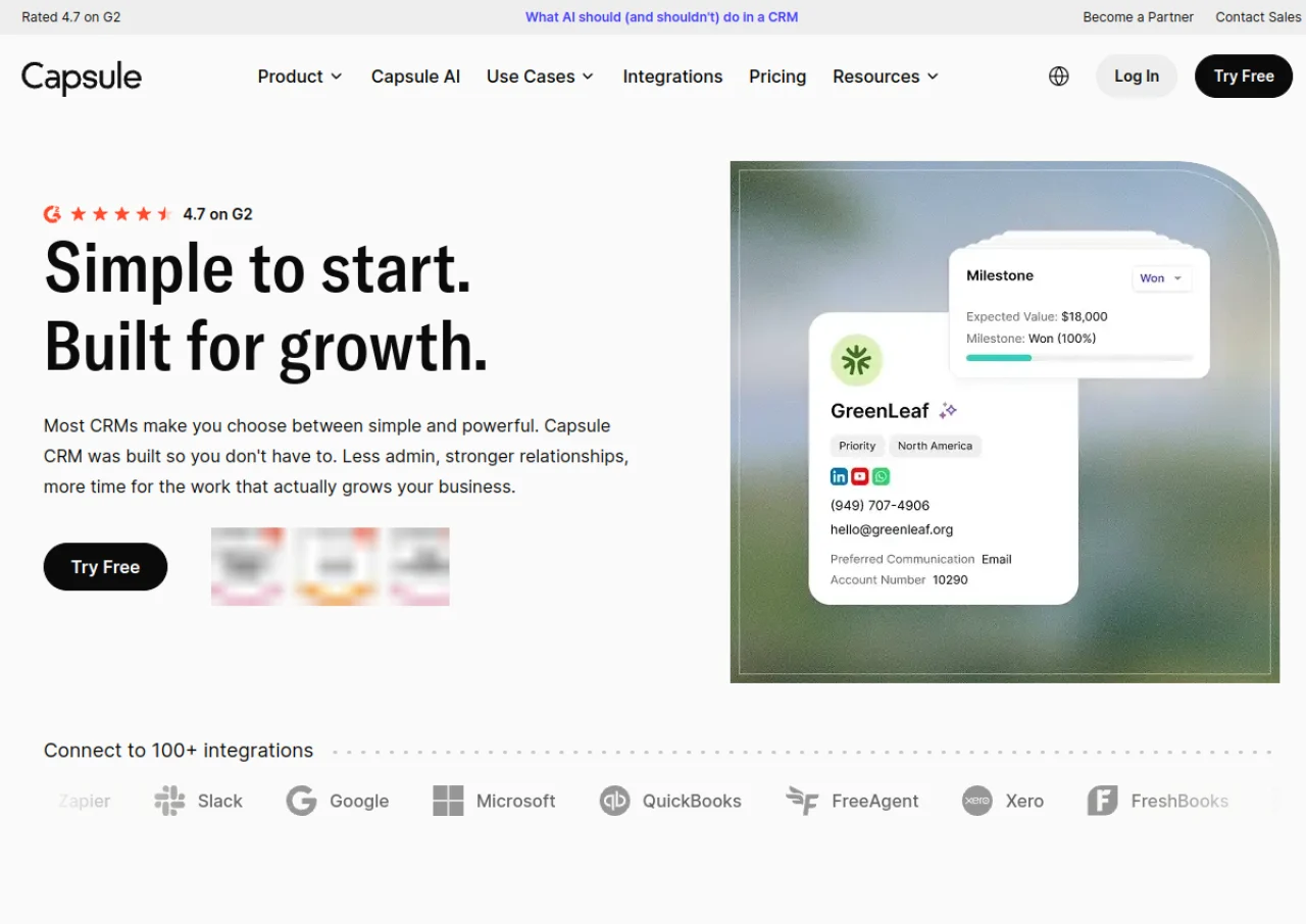Capsule CRM screenshot