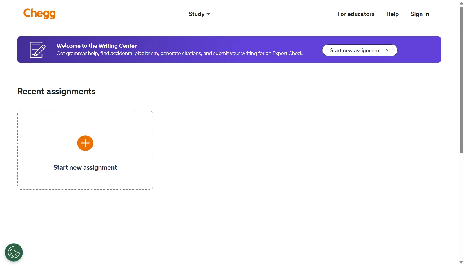 Chegg Writing screenshot