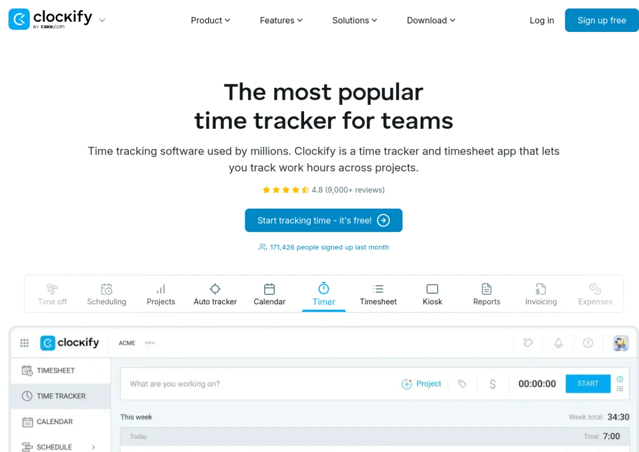 Clockify screenshot
