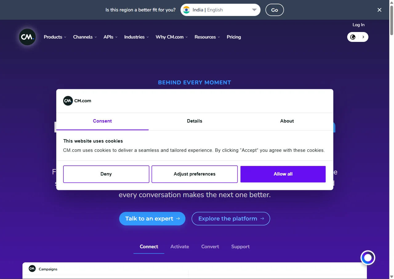 CM.com screenshot
