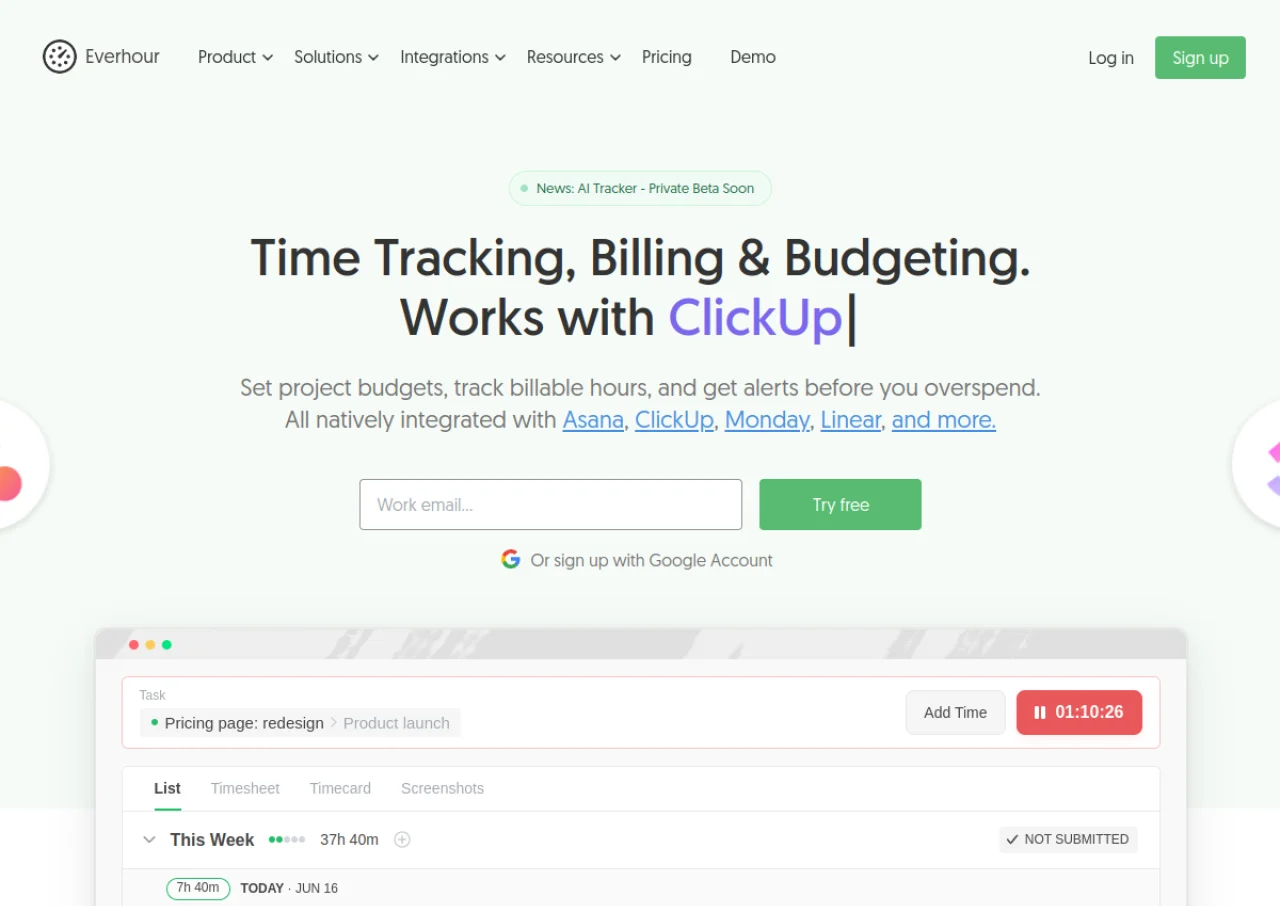 Everhour screenshot