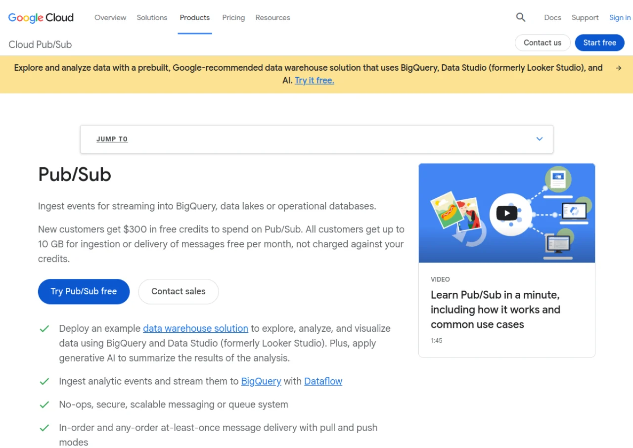 Google Cloud Pub/Sub screenshot