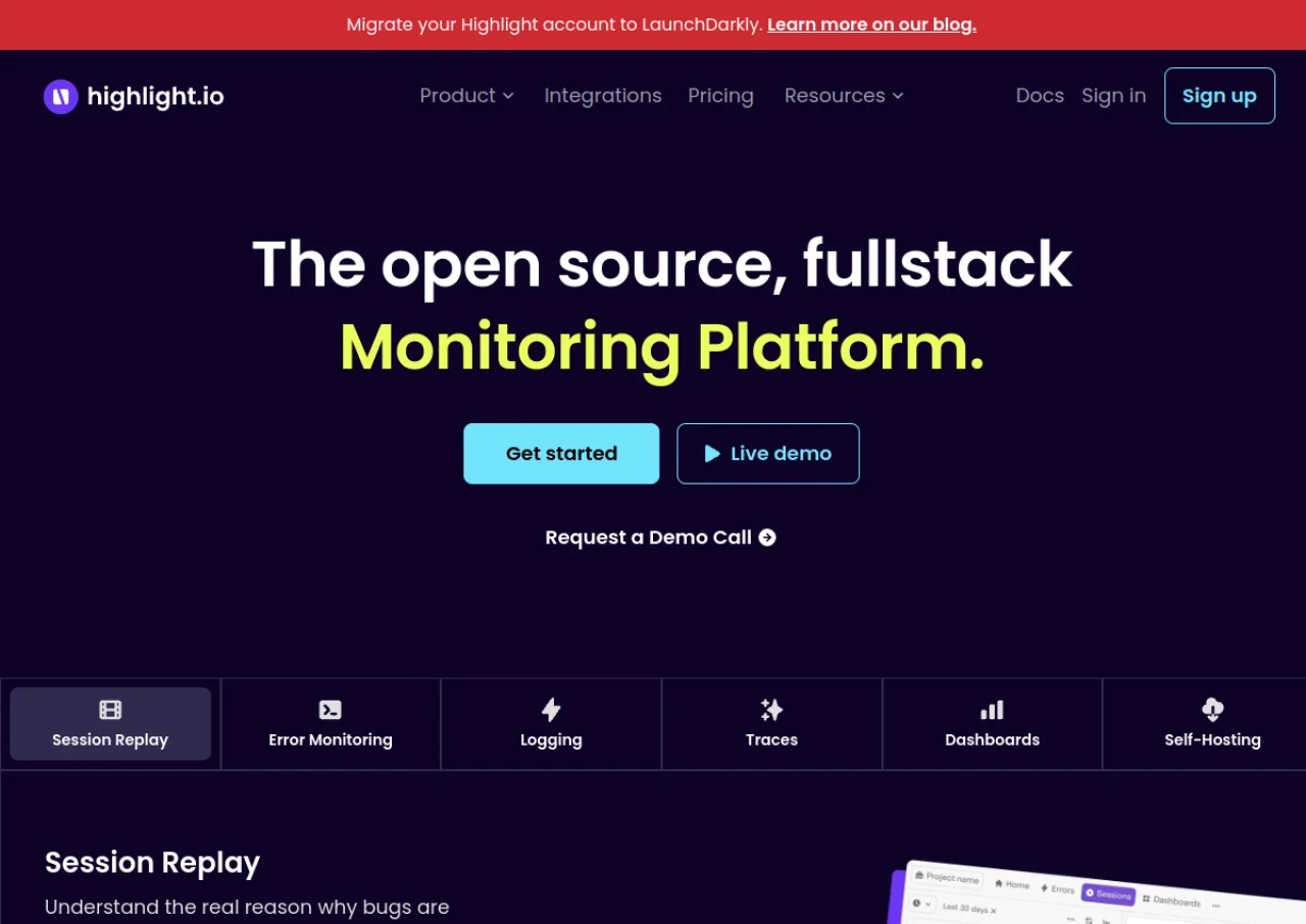 Highlight.io screenshot