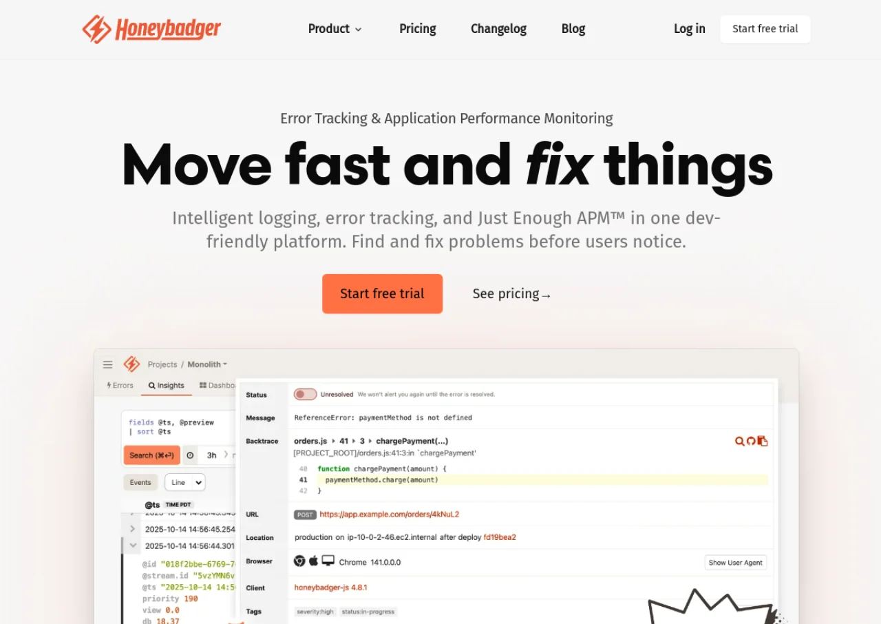 Honeybadger screenshot