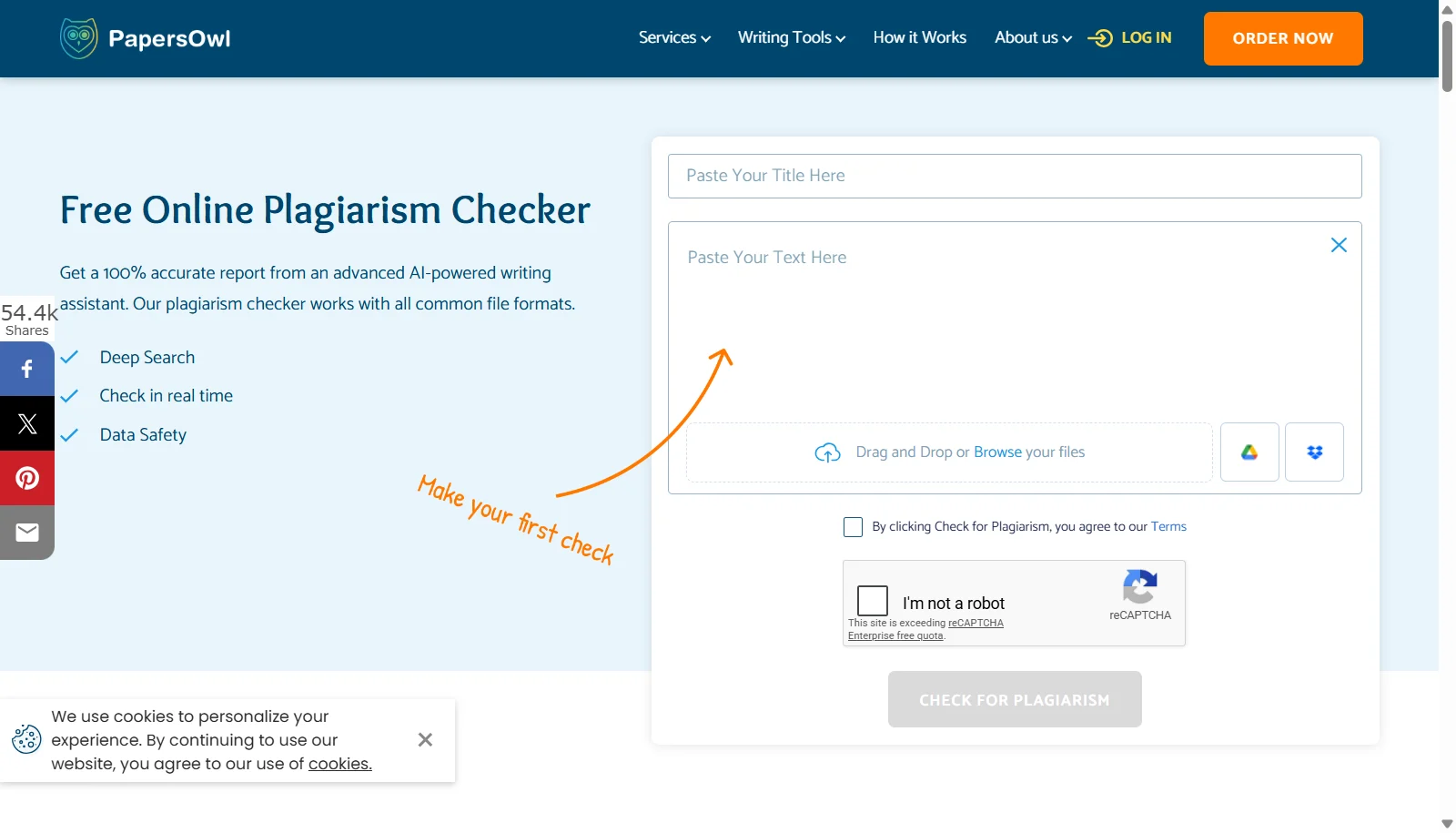 PapersOwl Plagiarism Checker screenshot