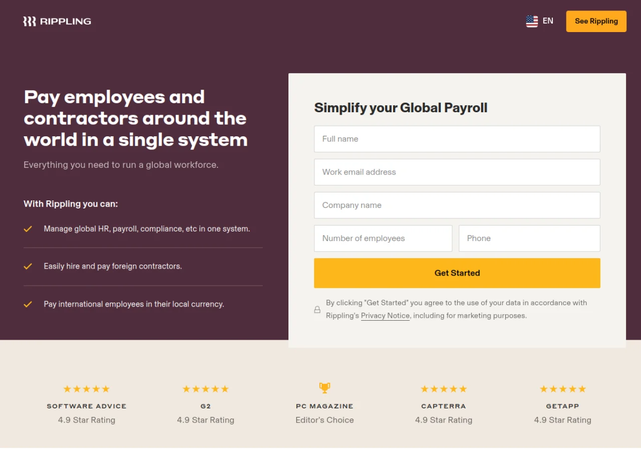 Rippling Global Payroll screenshot