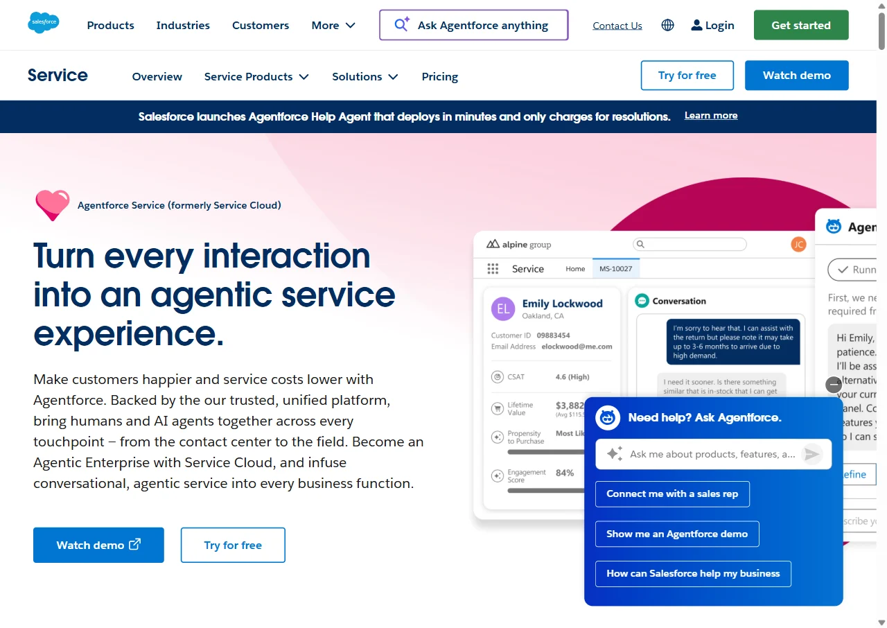 Salesforce Service Cloud screenshot