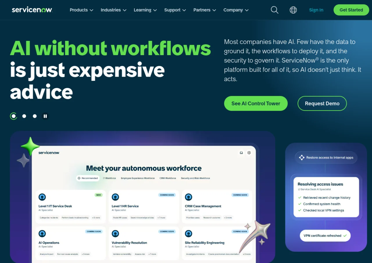 ServiceNow screenshot