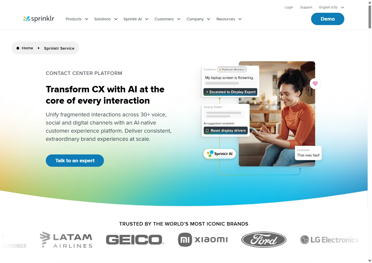 Sprinklr Service screenshot