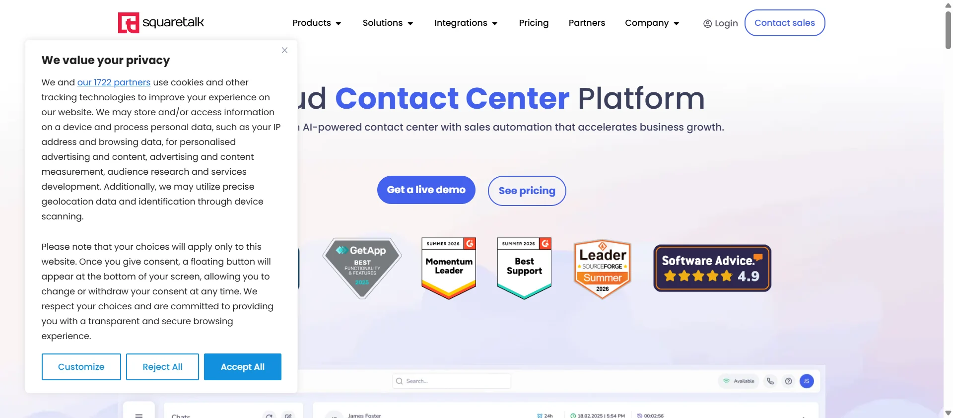 Squaretalk screenshot