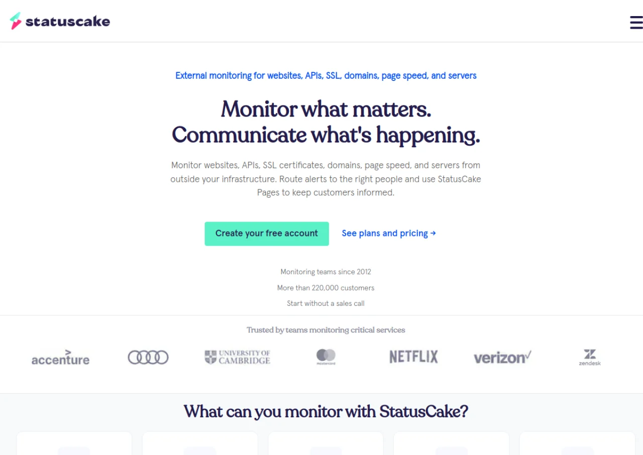 StatusCake screenshot
