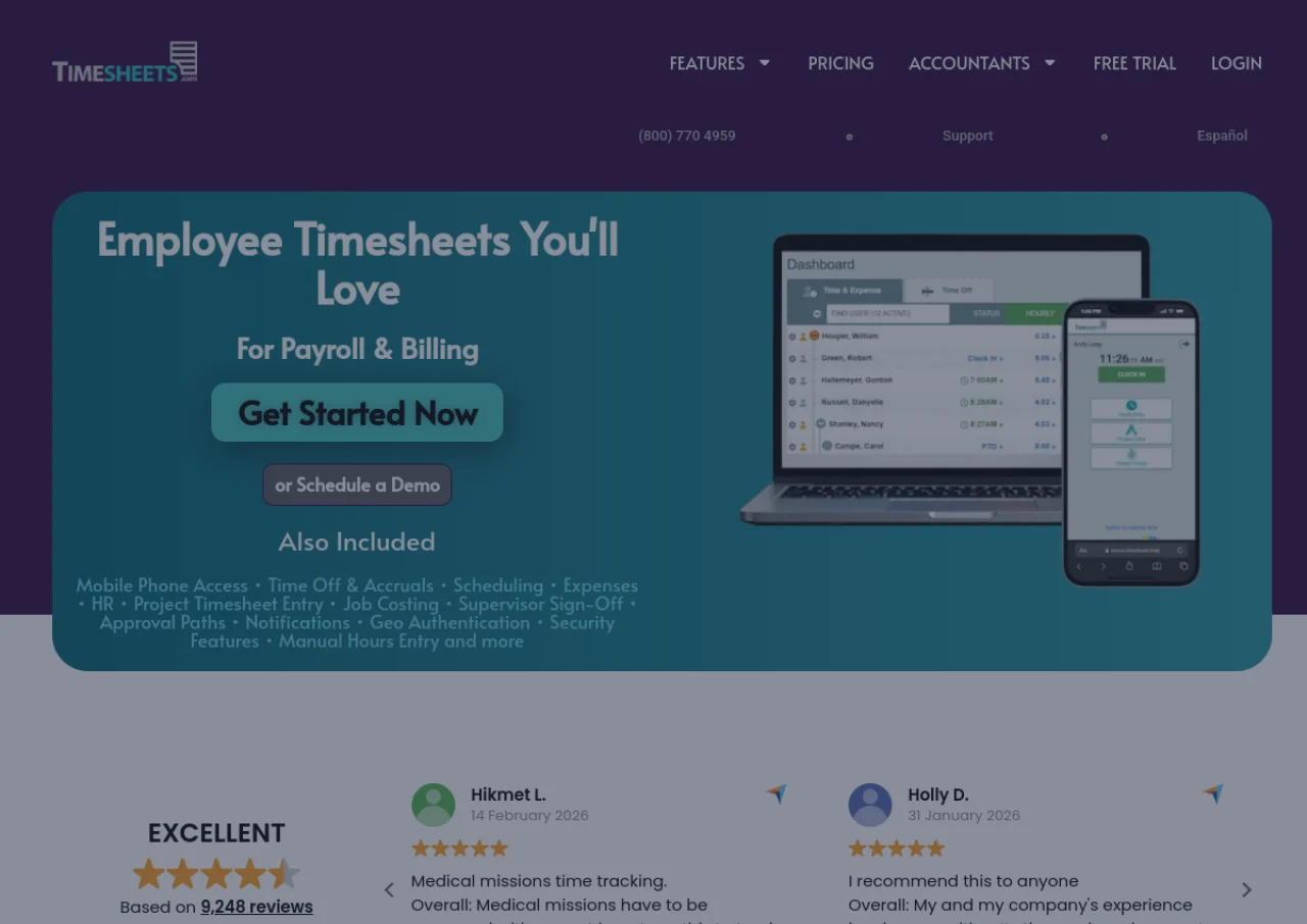 Timesheets.com screenshot