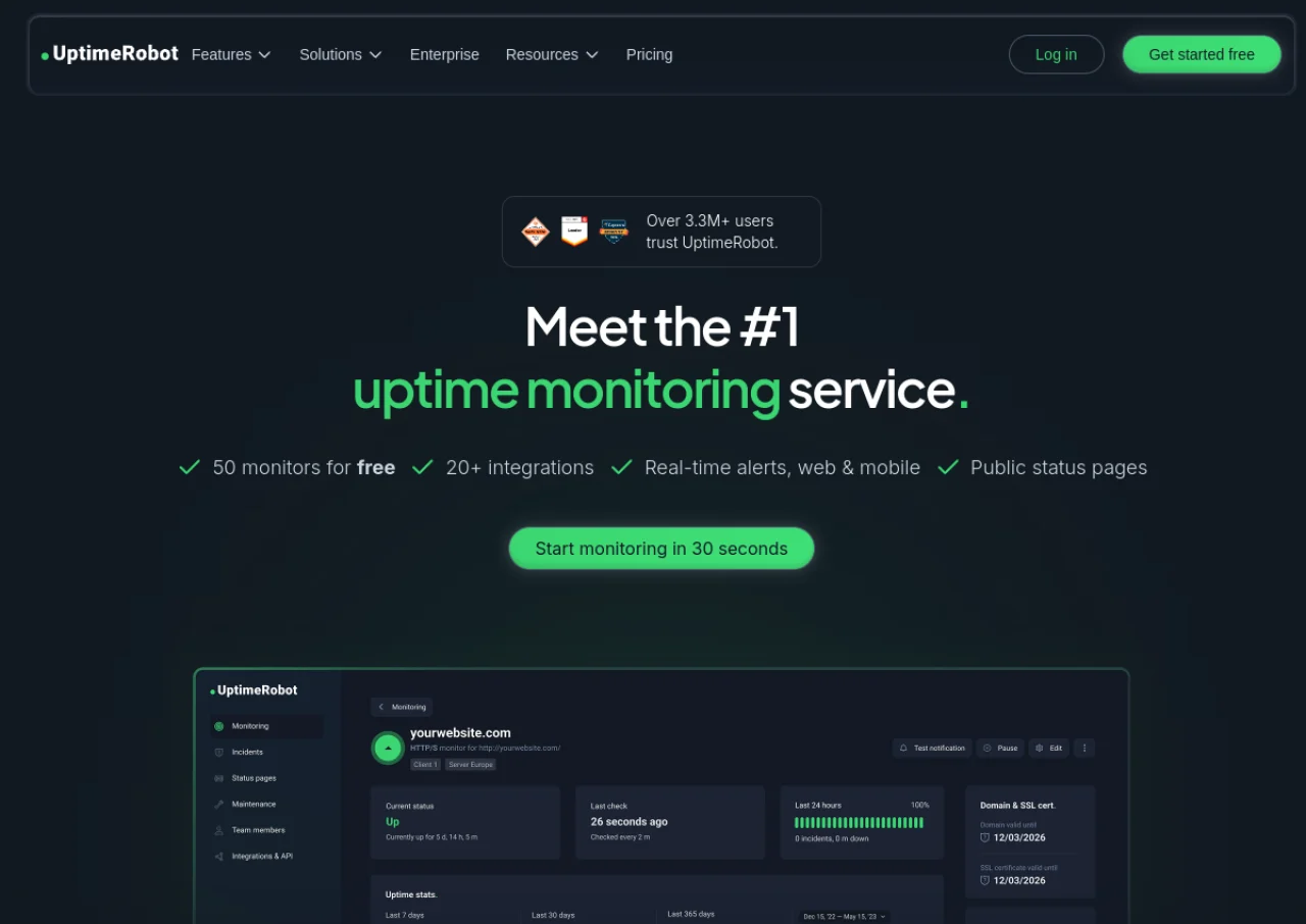 UptimeRobot screenshot