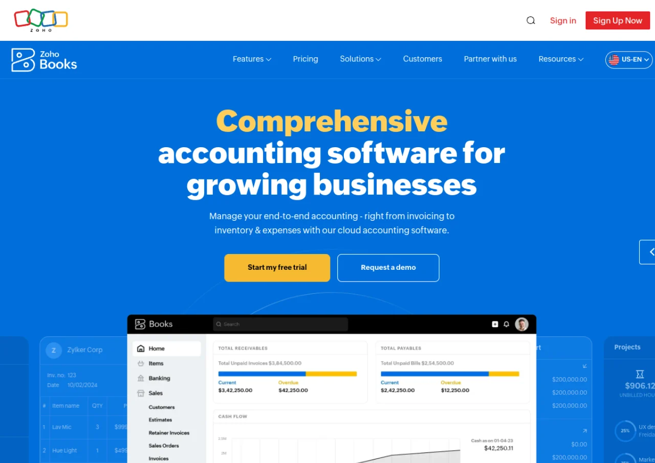 Zoho Books screenshot
