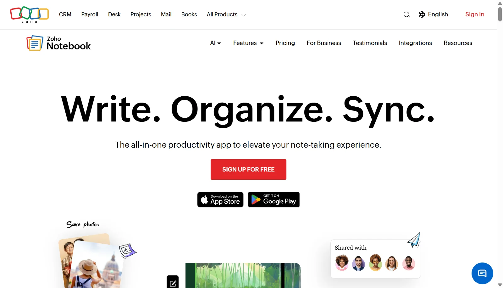 Zoho Notebook screenshot