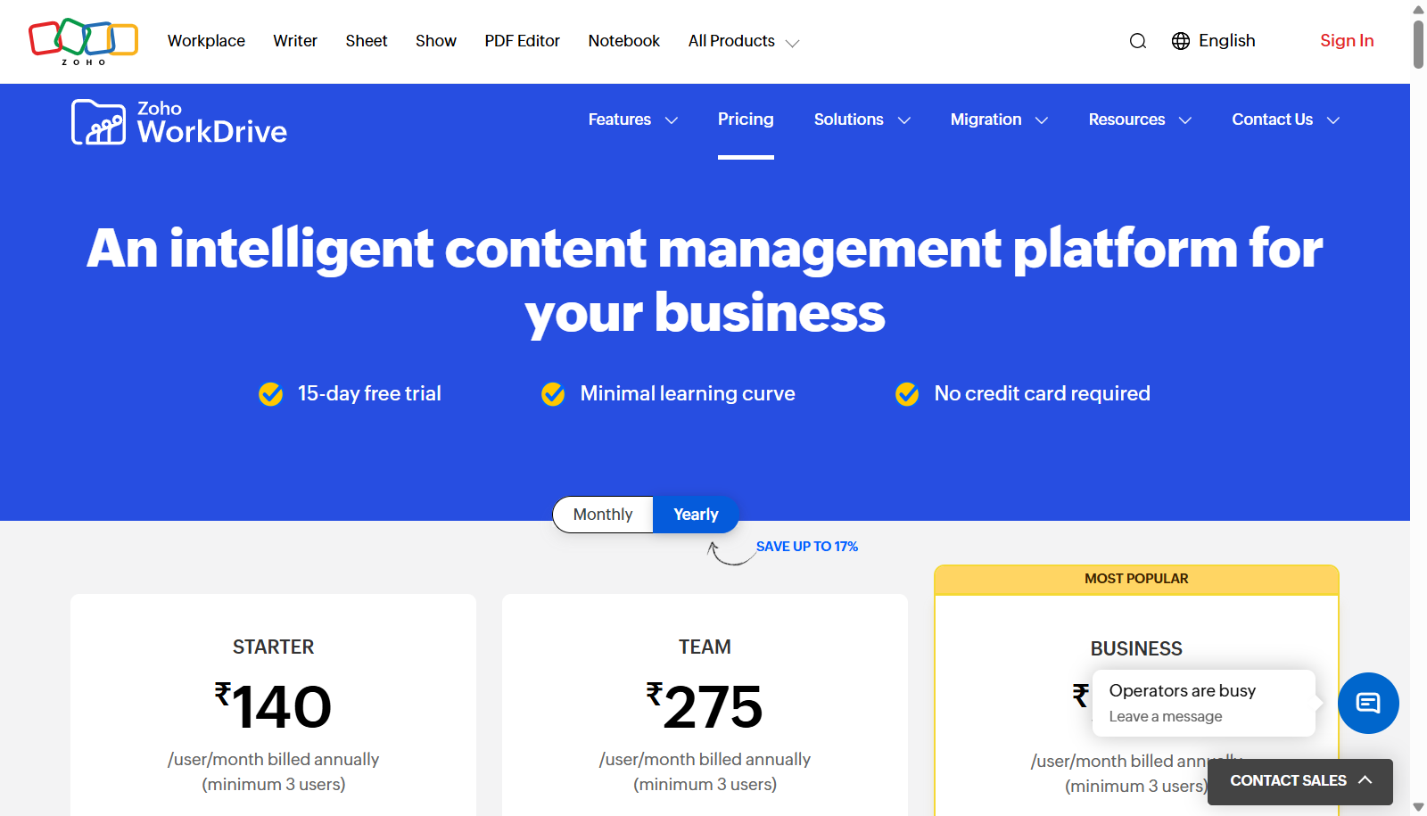 Zoho WorkDrive screenshot