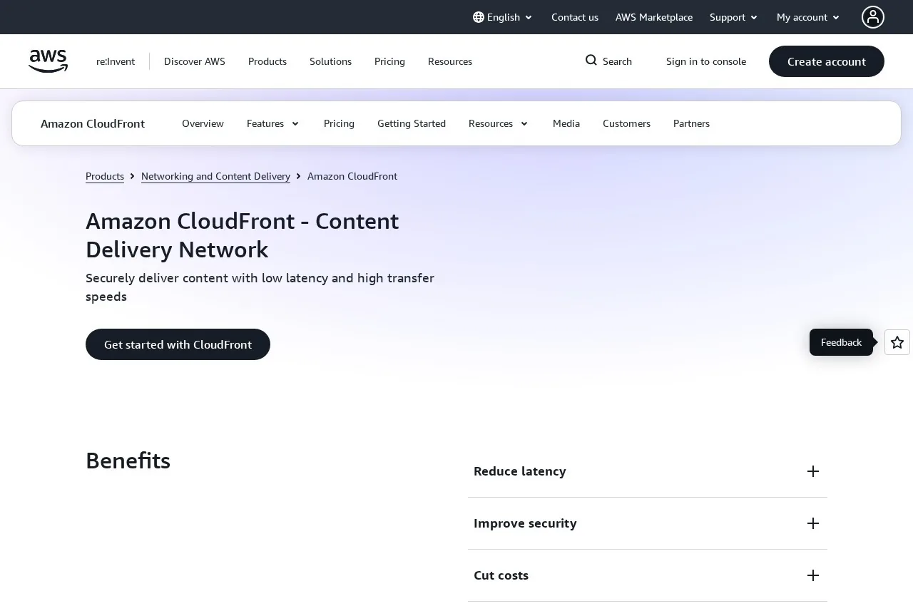 Amazon CloudFront screenshot