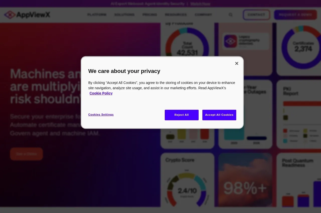 AppViewX CERT+ screenshot