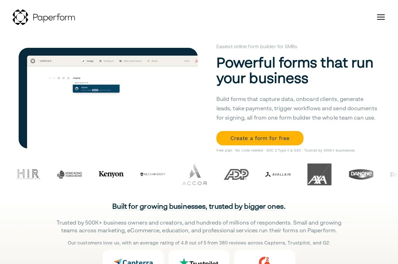 Paperform screenshot