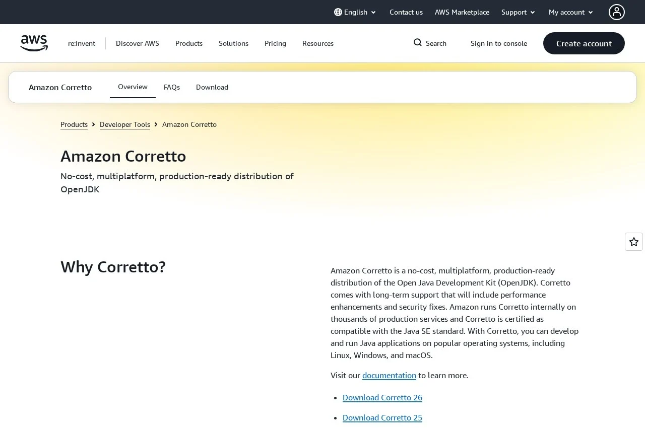 Amazon Corretto screenshot