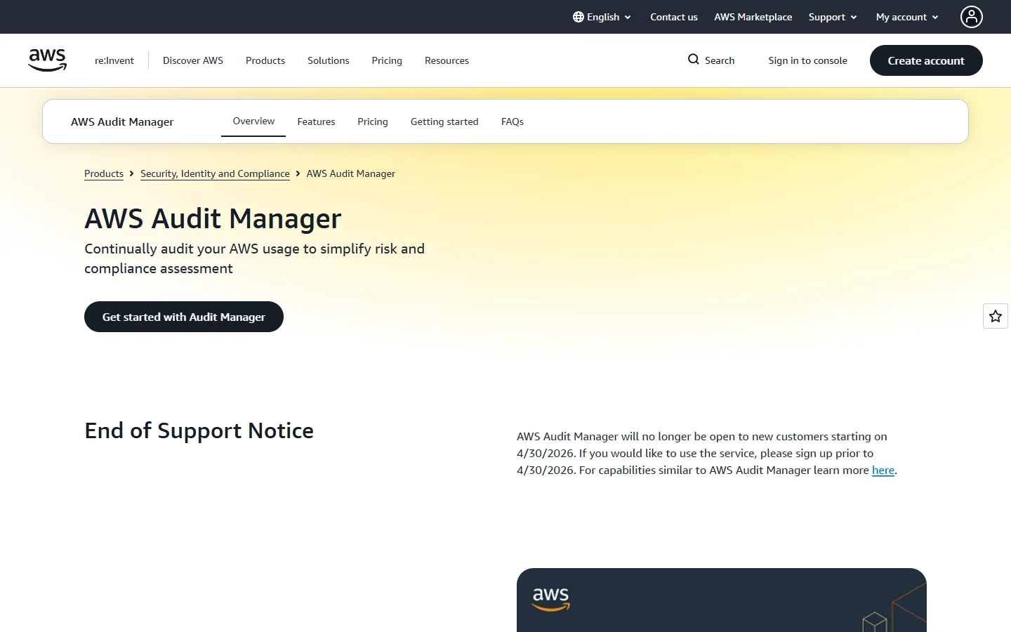 AWS Audit Manager screenshot