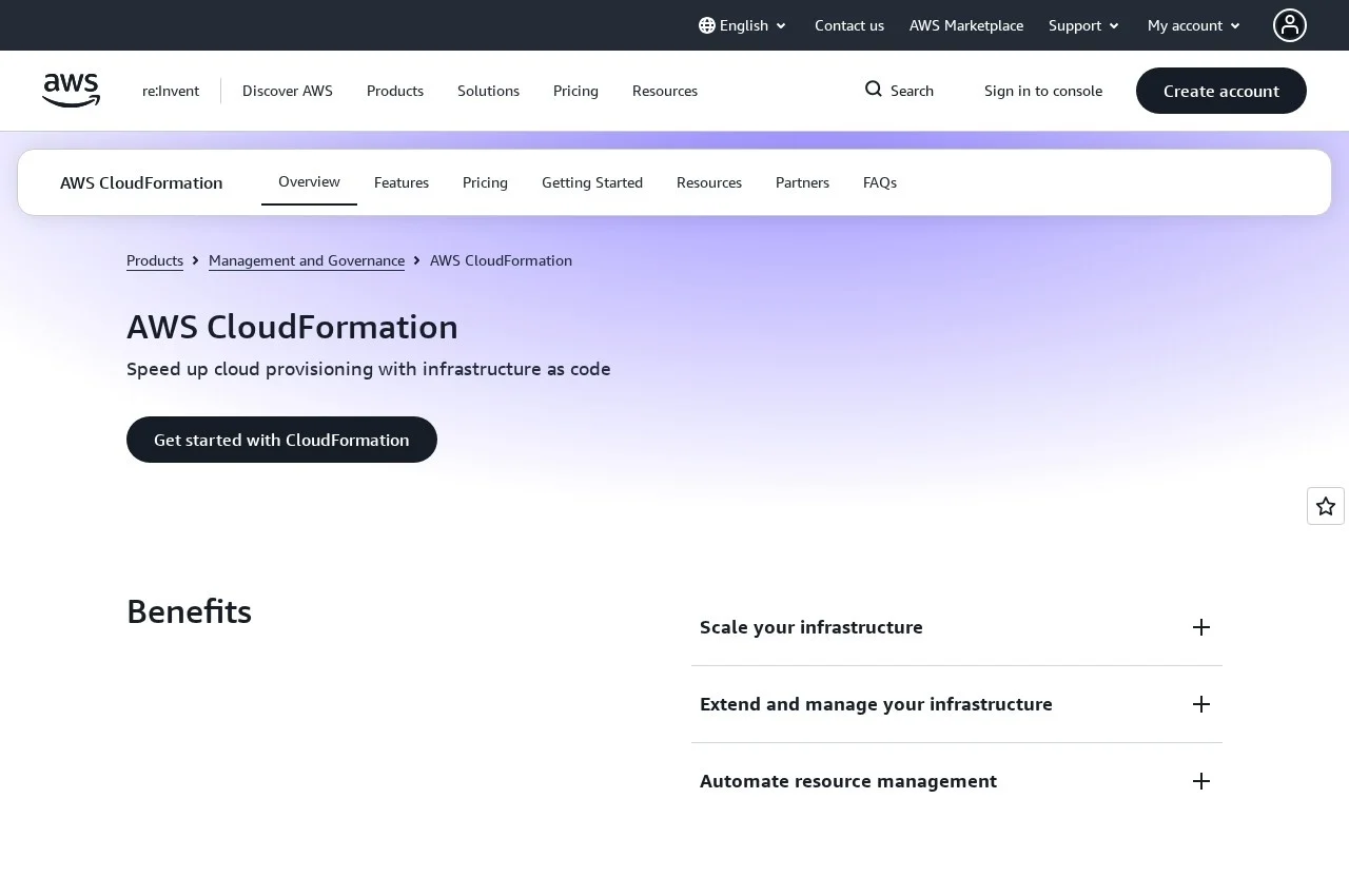 AWS CloudFormation screenshot