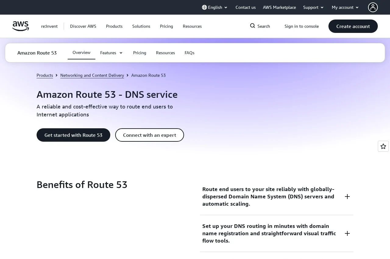 AWS Route 53 screenshot