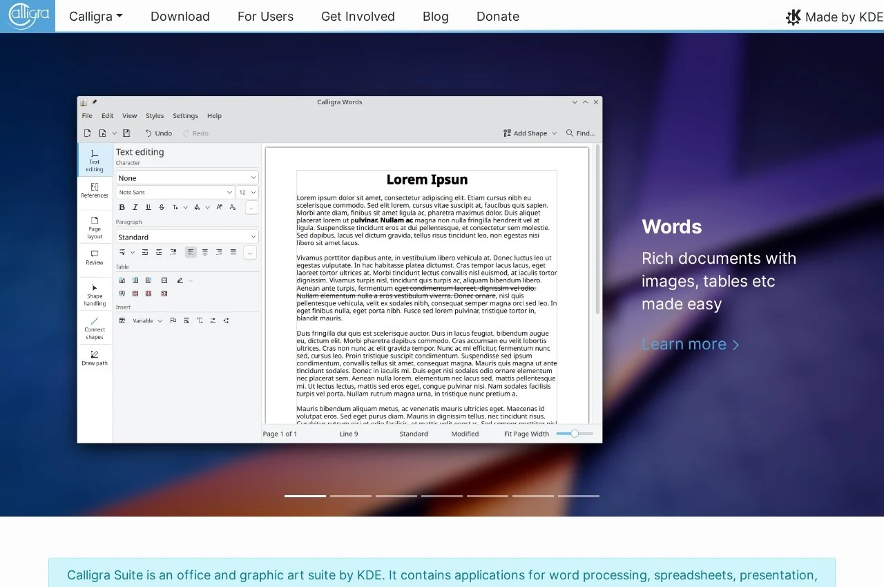 Calligra Suite screenshot