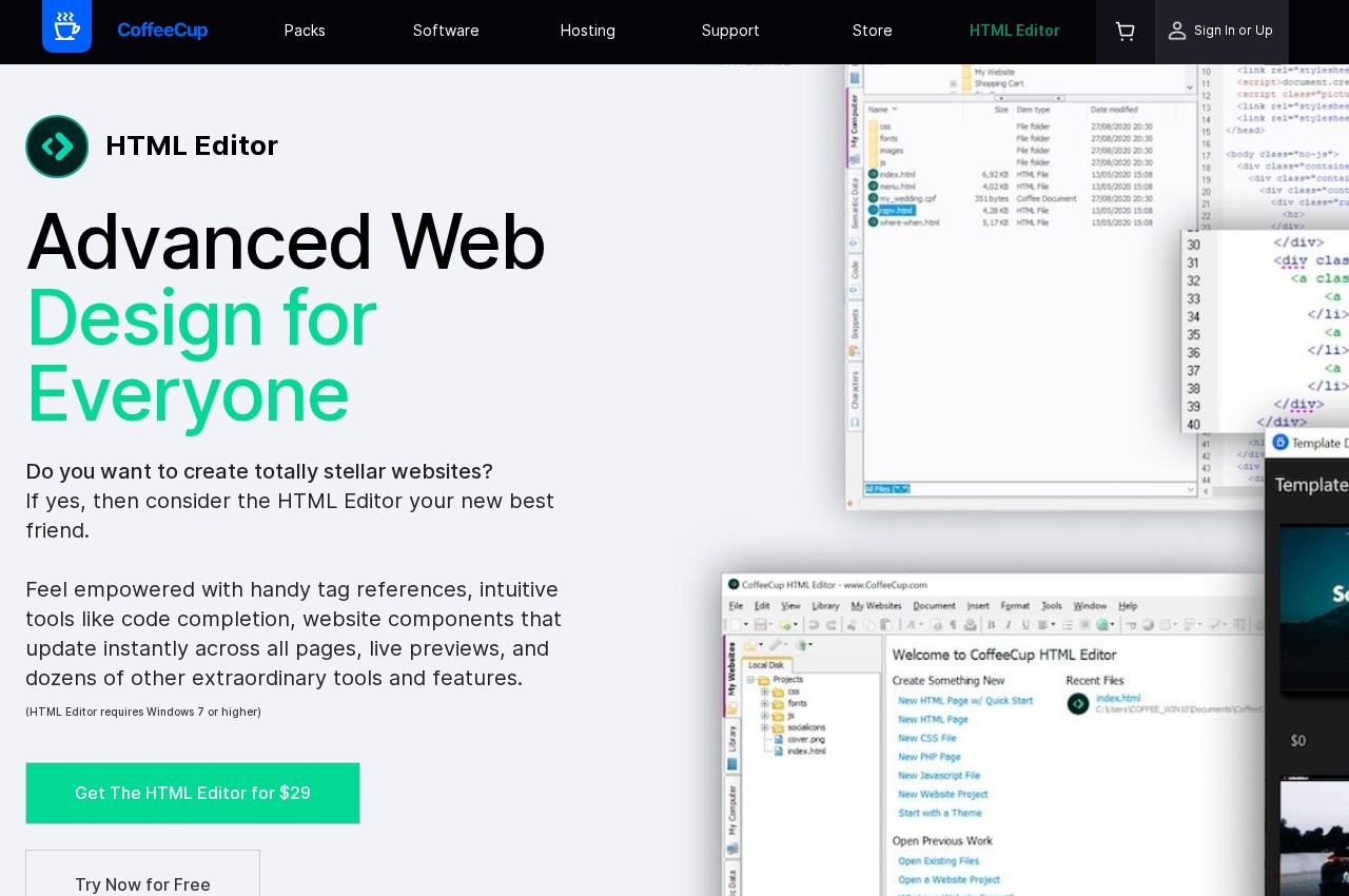CoffeeCup HTML Editor screenshot