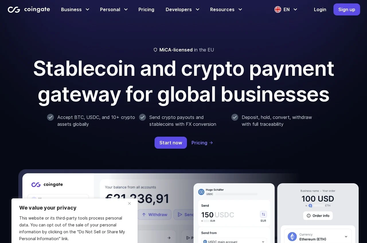 CoinGate screenshot