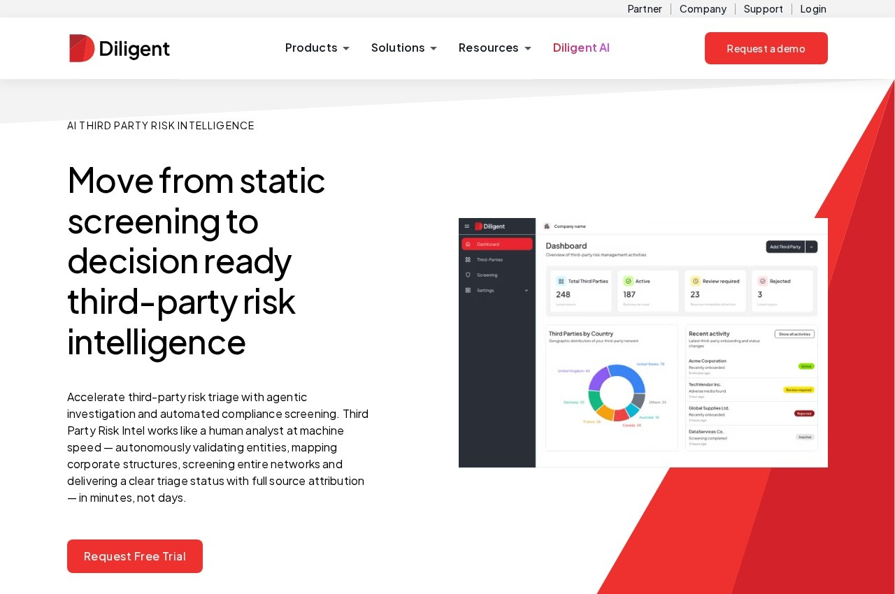 Diligent Third-Party Risk Intel screenshot
