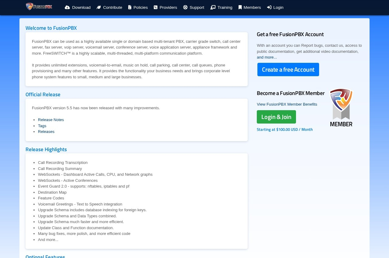 FusionPBX screenshot
