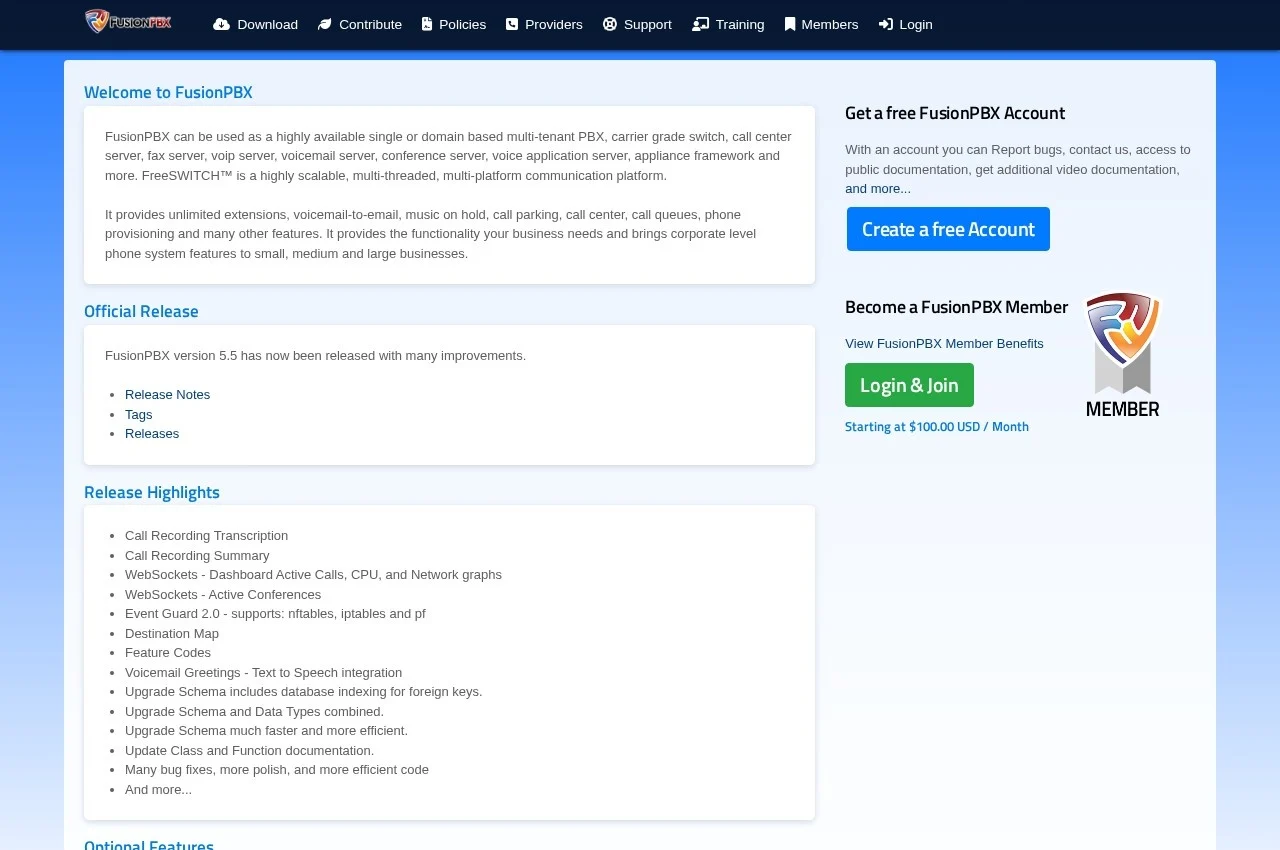 FusionPBX screenshot