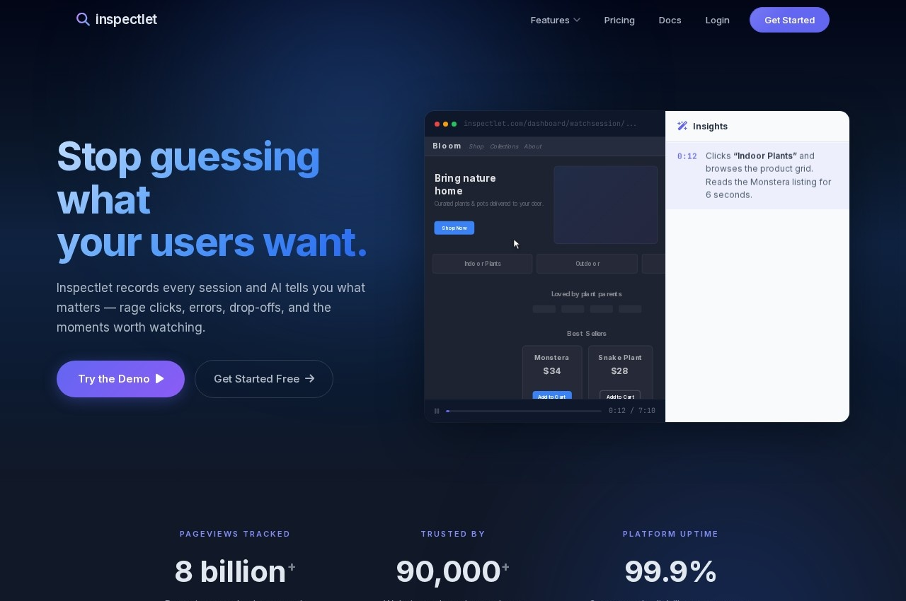 Inspectlet screenshot