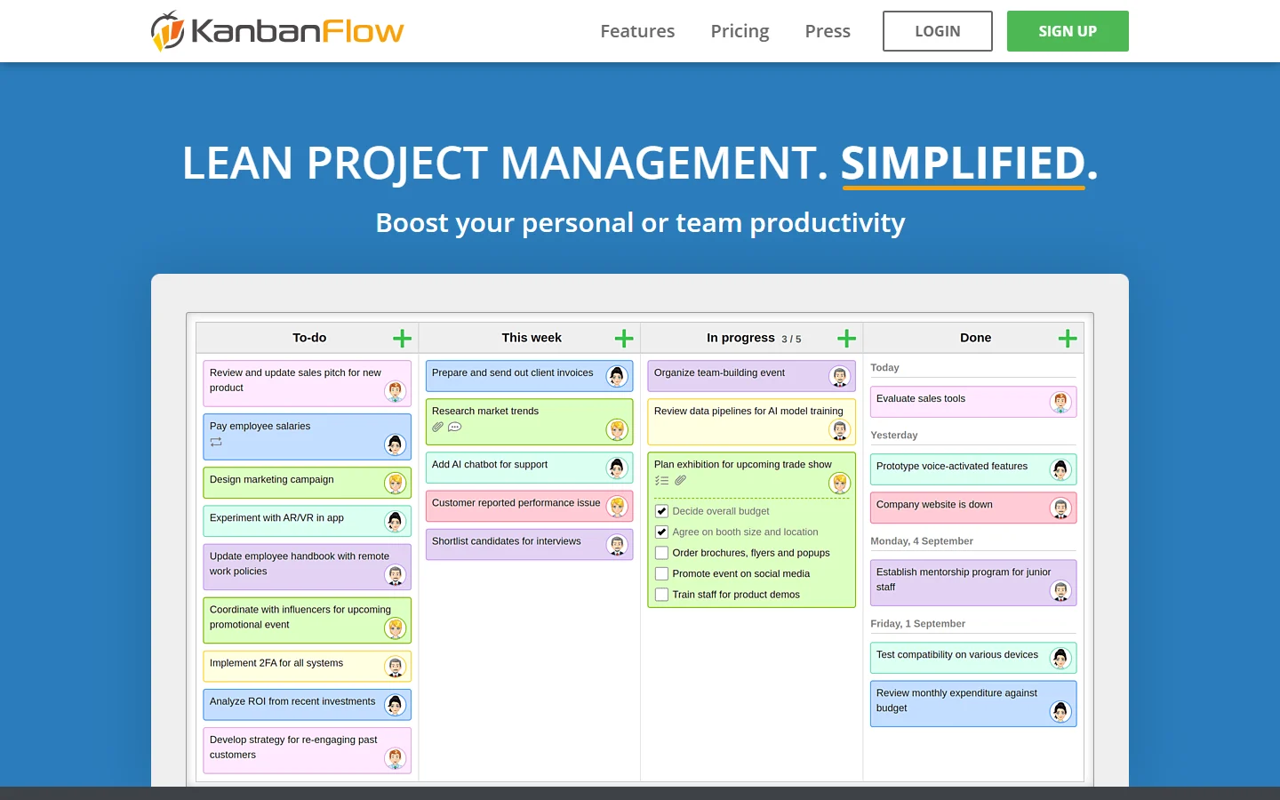 KanbanFlow screenshot