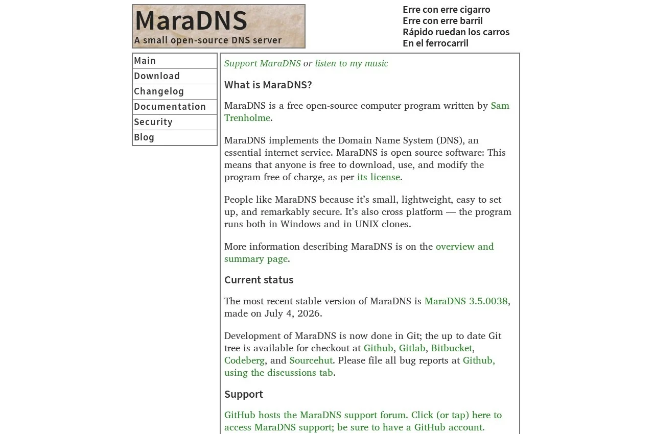 MaraDNS screenshot