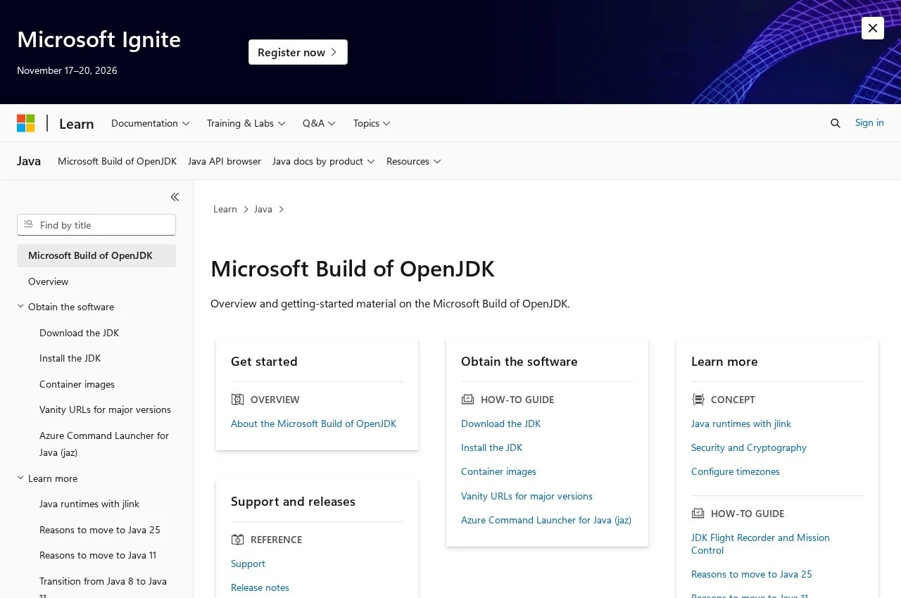 Microsoft Build of OpenJDK screenshot