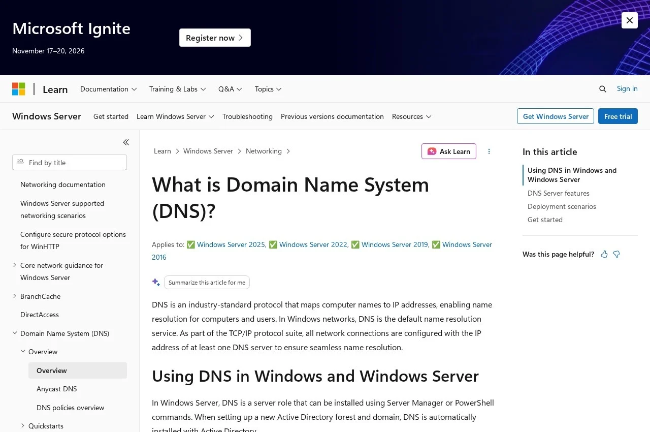 Microsoft DNS Server screenshot
