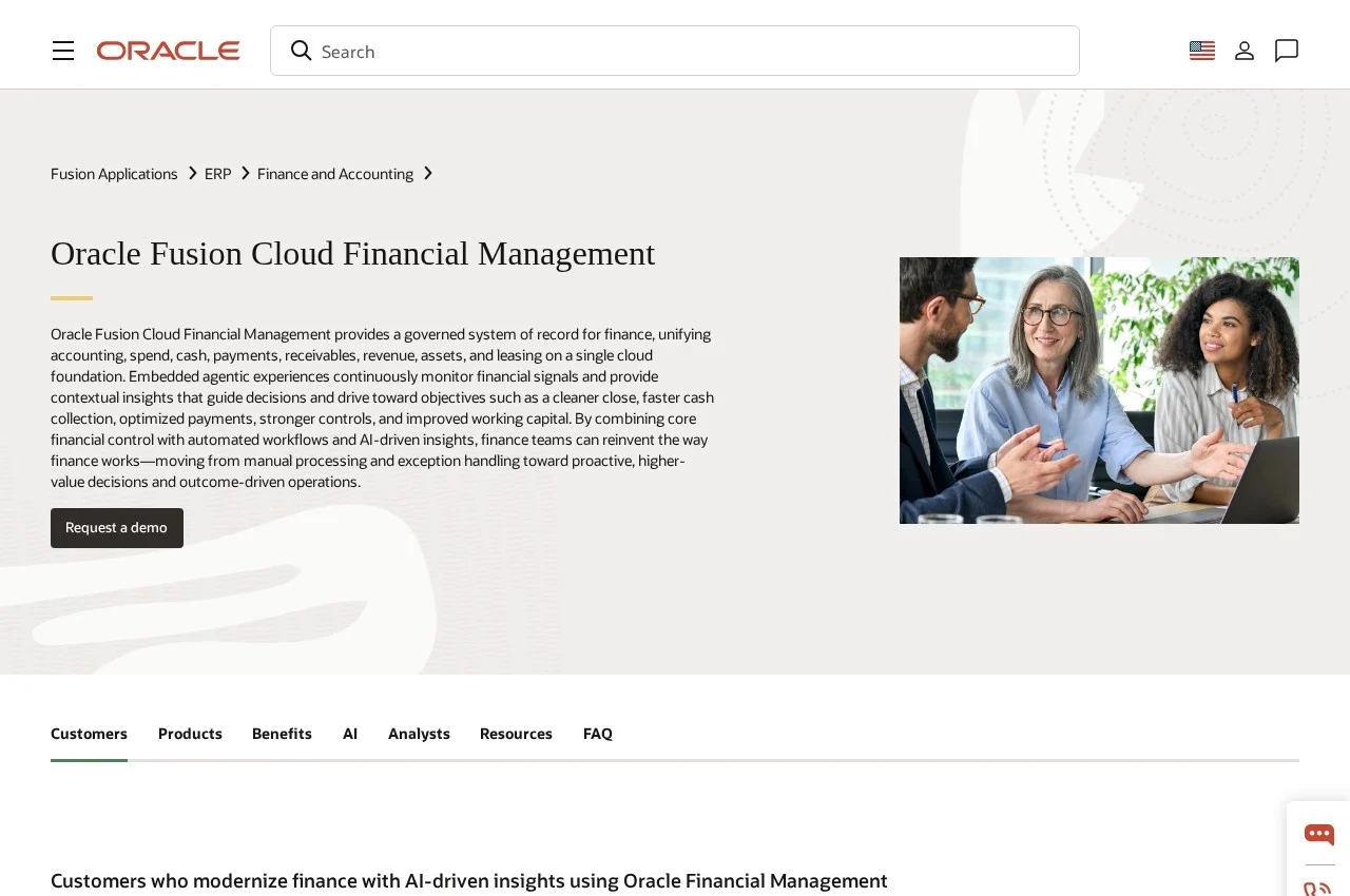 Oracle Fusion Cloud Financials screenshot