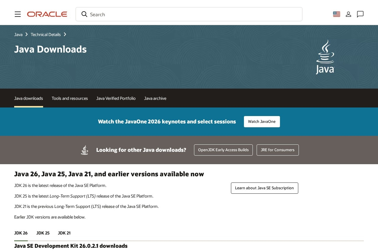 Oracle JDK screenshot