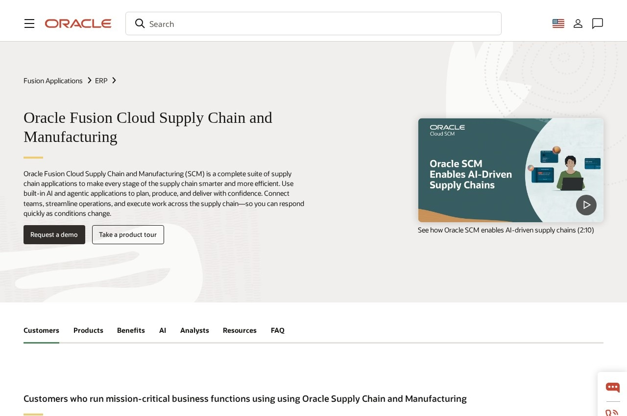 Oracle SCM Cloud screenshot