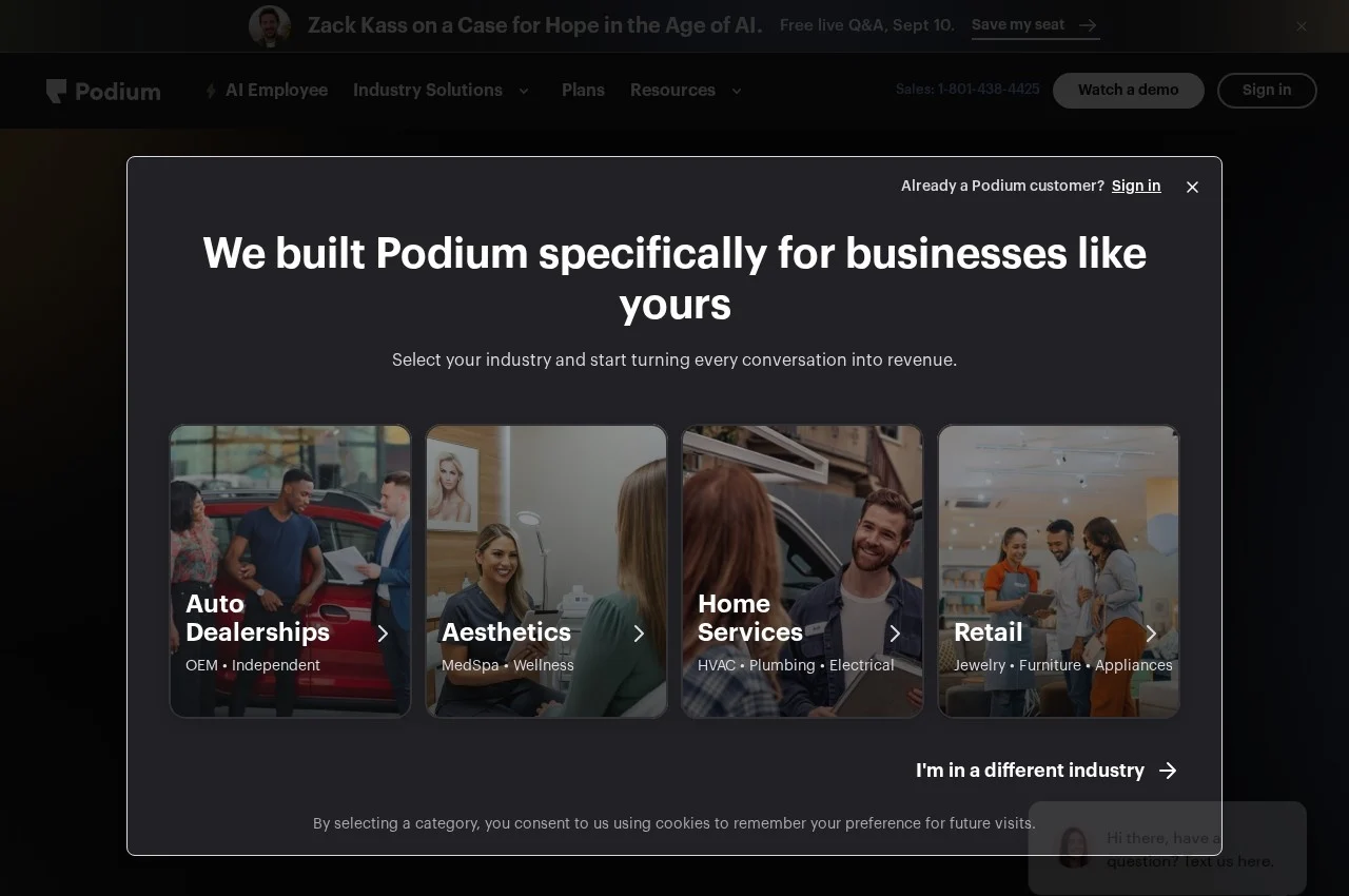 Podium screenshot