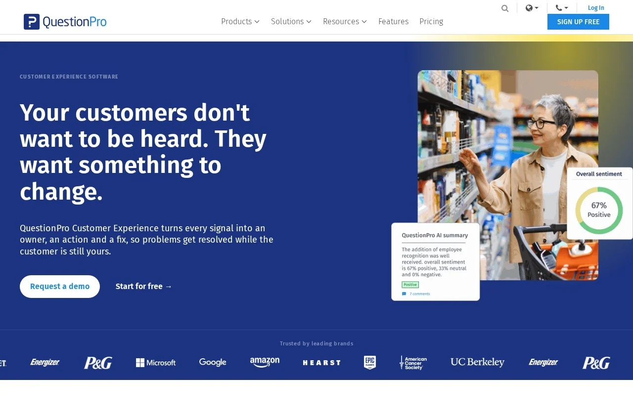 QuestionPro CX screenshot