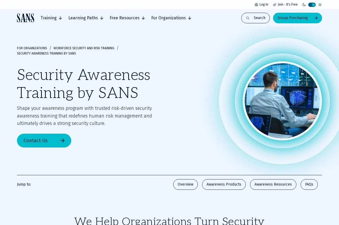 SANS Security Awareness screenshot