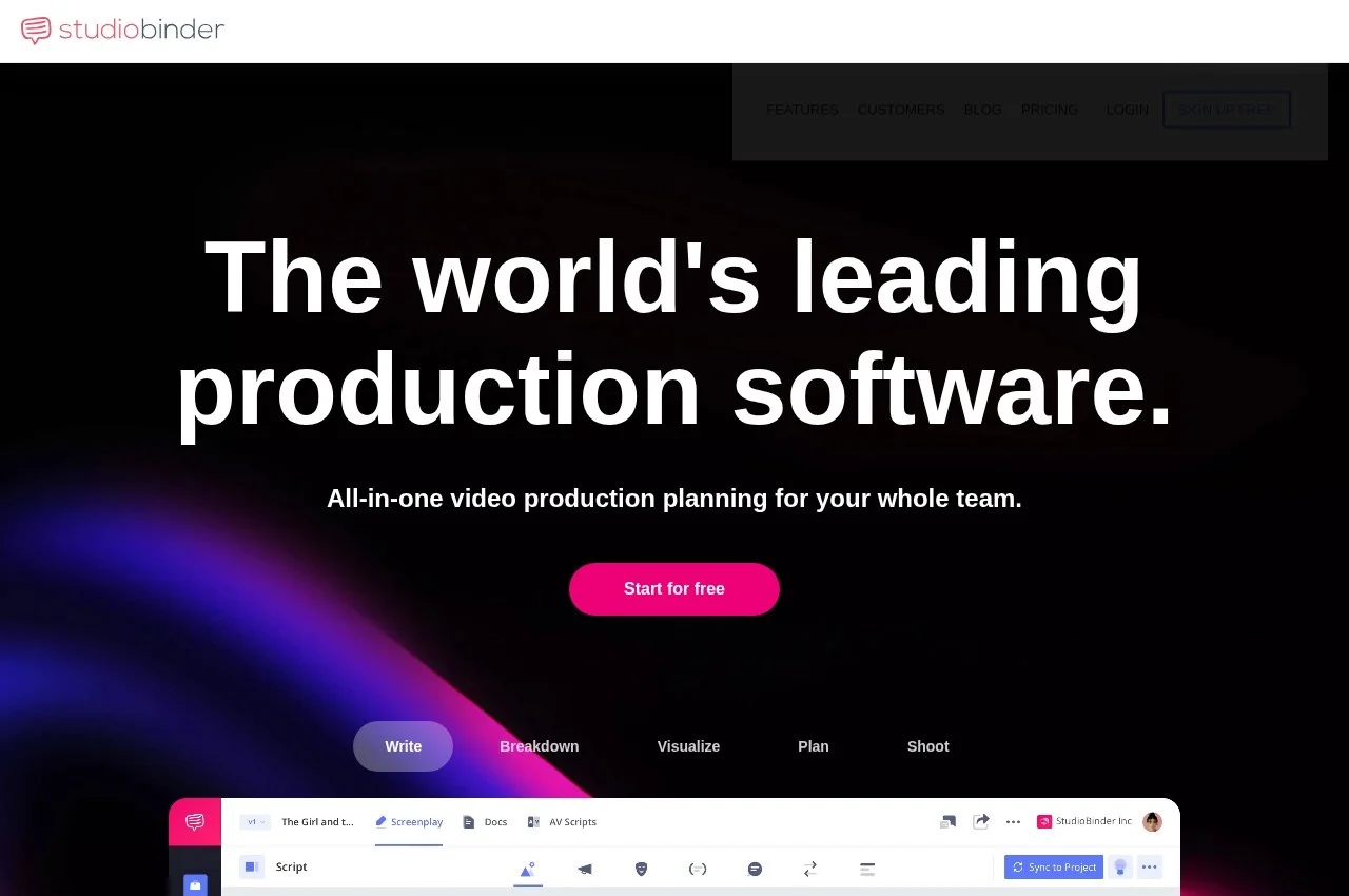StudioBinder screenshot